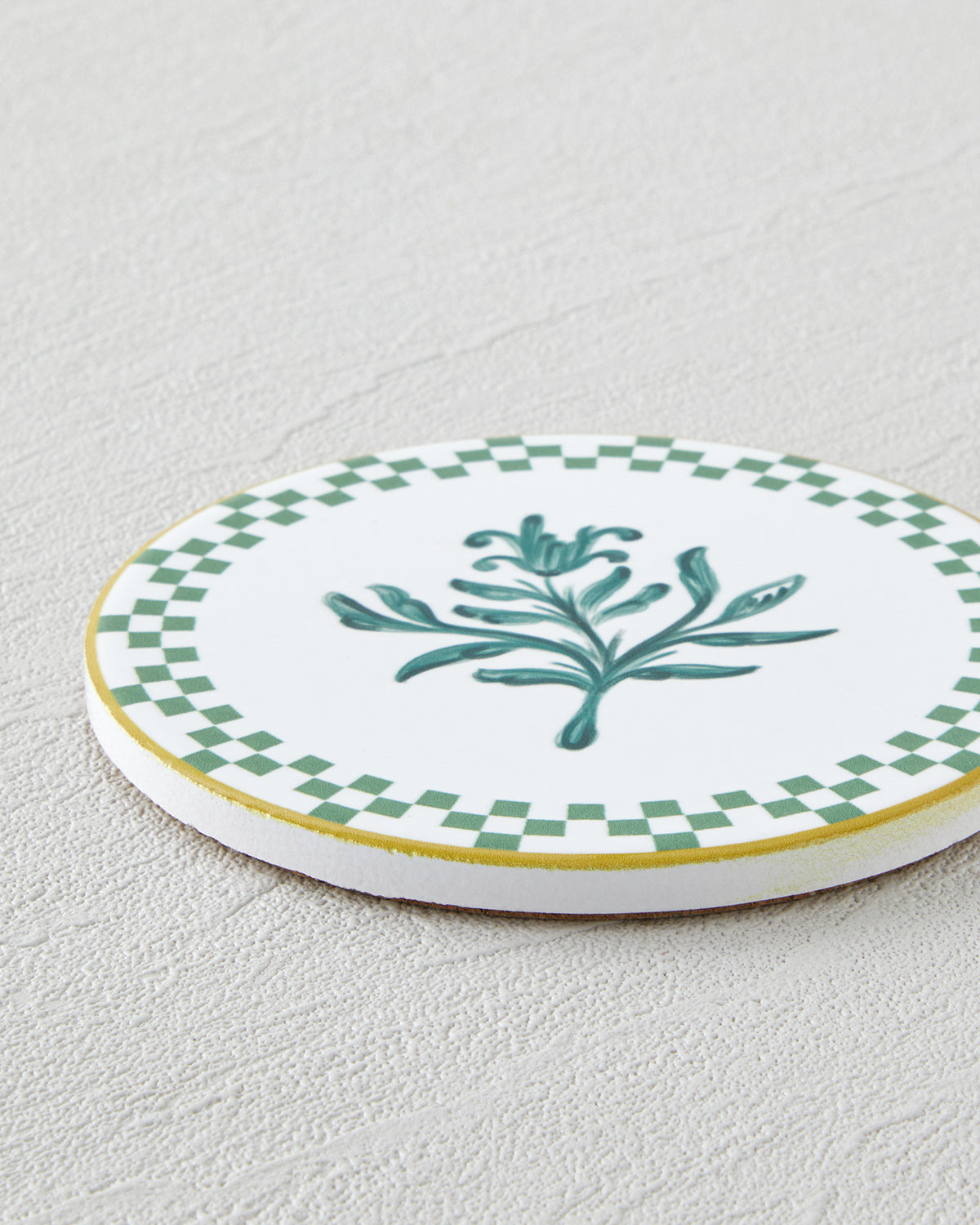 Serina Ceramic Coaster 10.8x0.8 cm White - Green (view 2)