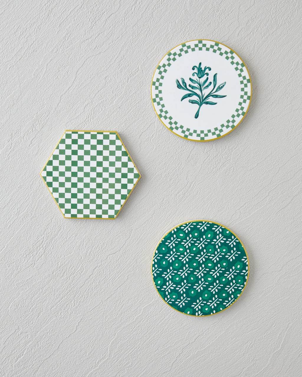 Serina Ceramic Coaster 10.8x0.8 cm White - Green (view 3)