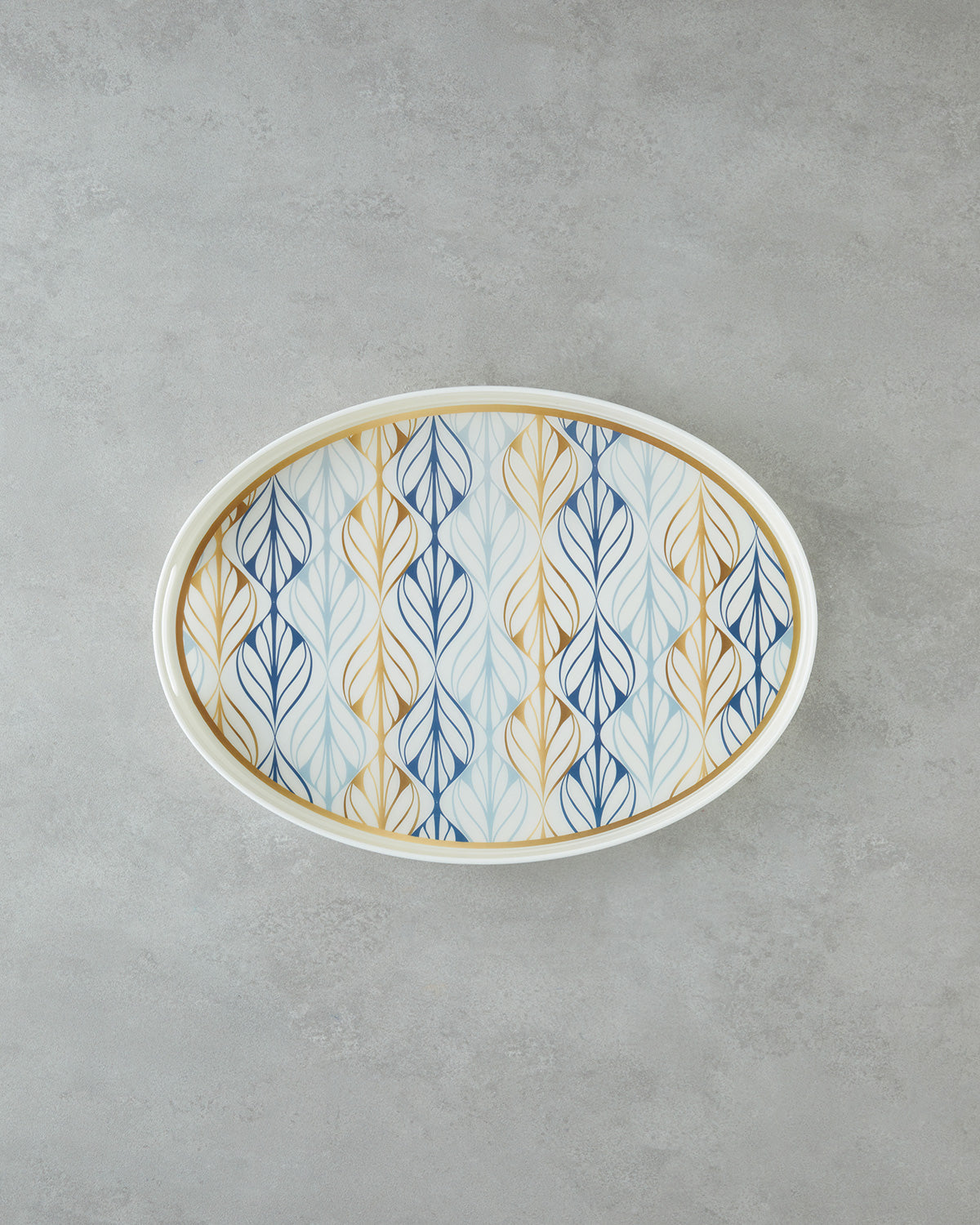 Golden Harmony PP Anti-slip Tray Navy Blue – Gold - 42x30 cm