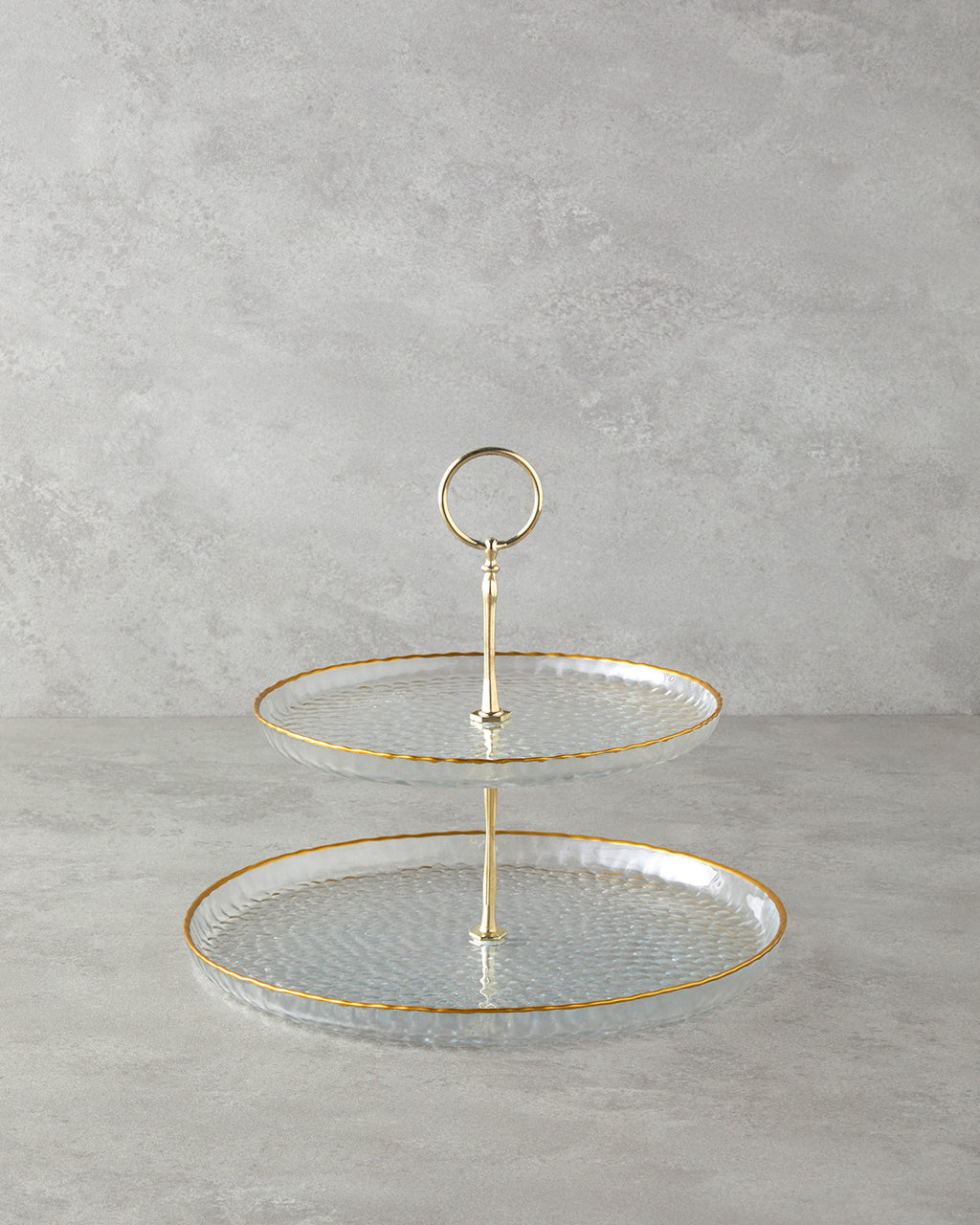 Golden Glow Glass Cookie Stand 21+28 cm Transparent - Gold