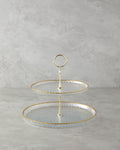 Golden Glow Glass Cookie Stand 21+28 cm Transparent - Gold