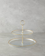 Golden Glow Glass Cookie Stand 21+28 cm Transparent - Gold