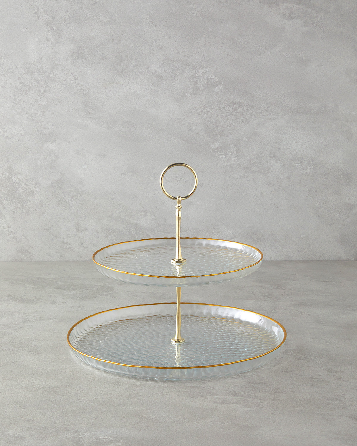 Golden Glow Glass Cookie Stand 21+28 cm Transparent - Gold