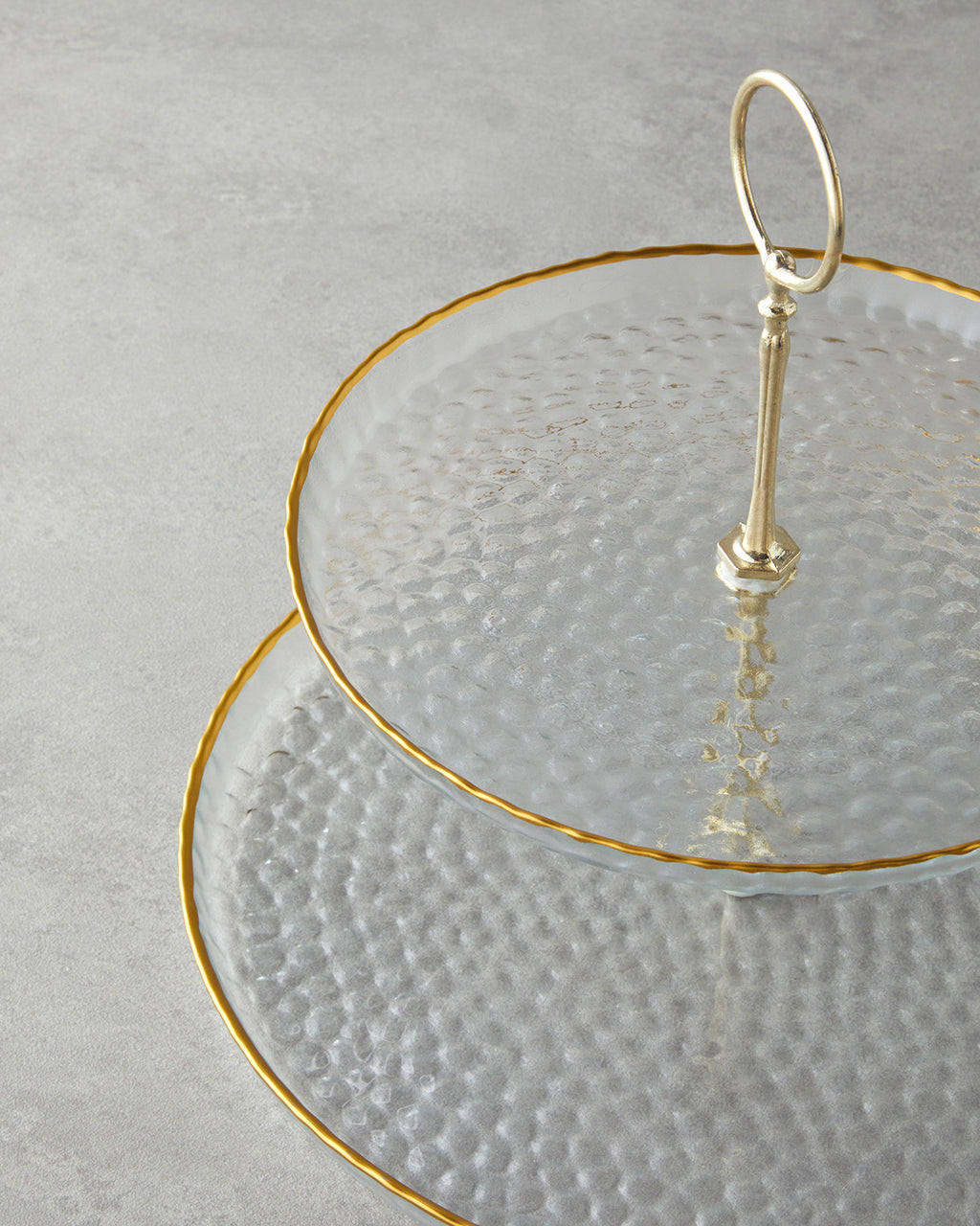 Golden Glow Glass Cookie Stand 21+28 cm Transparent - Gold (view 2)