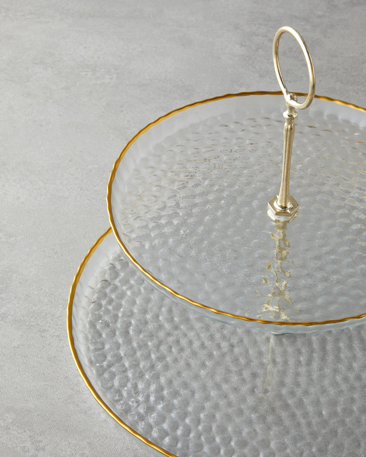 Golden Glow Glass Cookie Stand 21+28 cm Transparent - Gold (view 2)