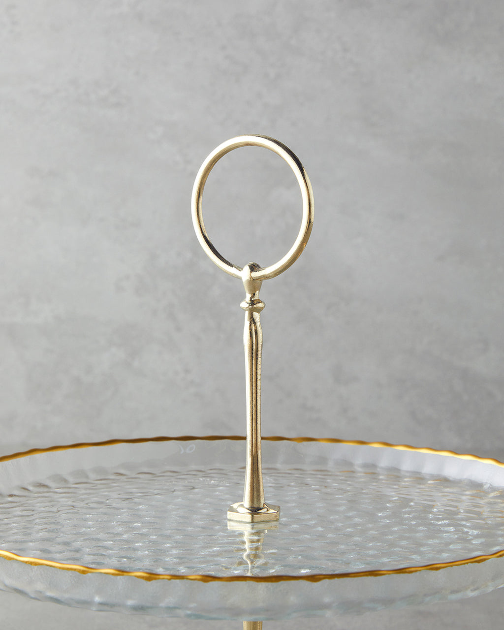 Golden Glow Glass Cookie Stand 21+28 cm Transparent - Gold (view 3)