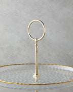 Golden Glow Glass Cookie Stand 21+28 cm Transparent - Gold (view 3)