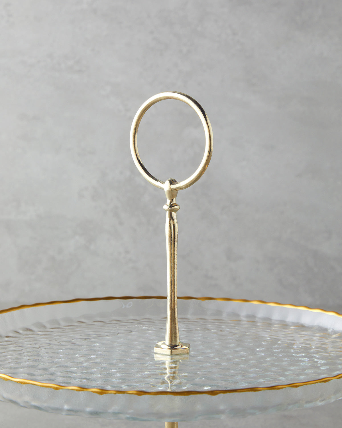 Golden Glow Glass Cookie Stand 21+28 cm Transparent - Gold (view 3)