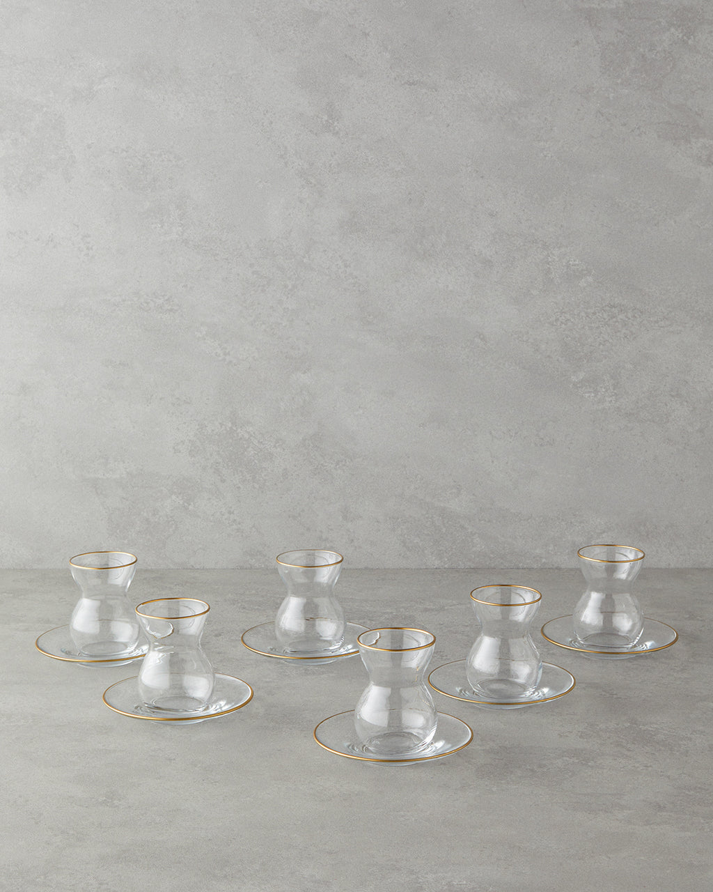 Stellar Glass 12 Pieces 6 Servings Tea Set 140 ml Gold