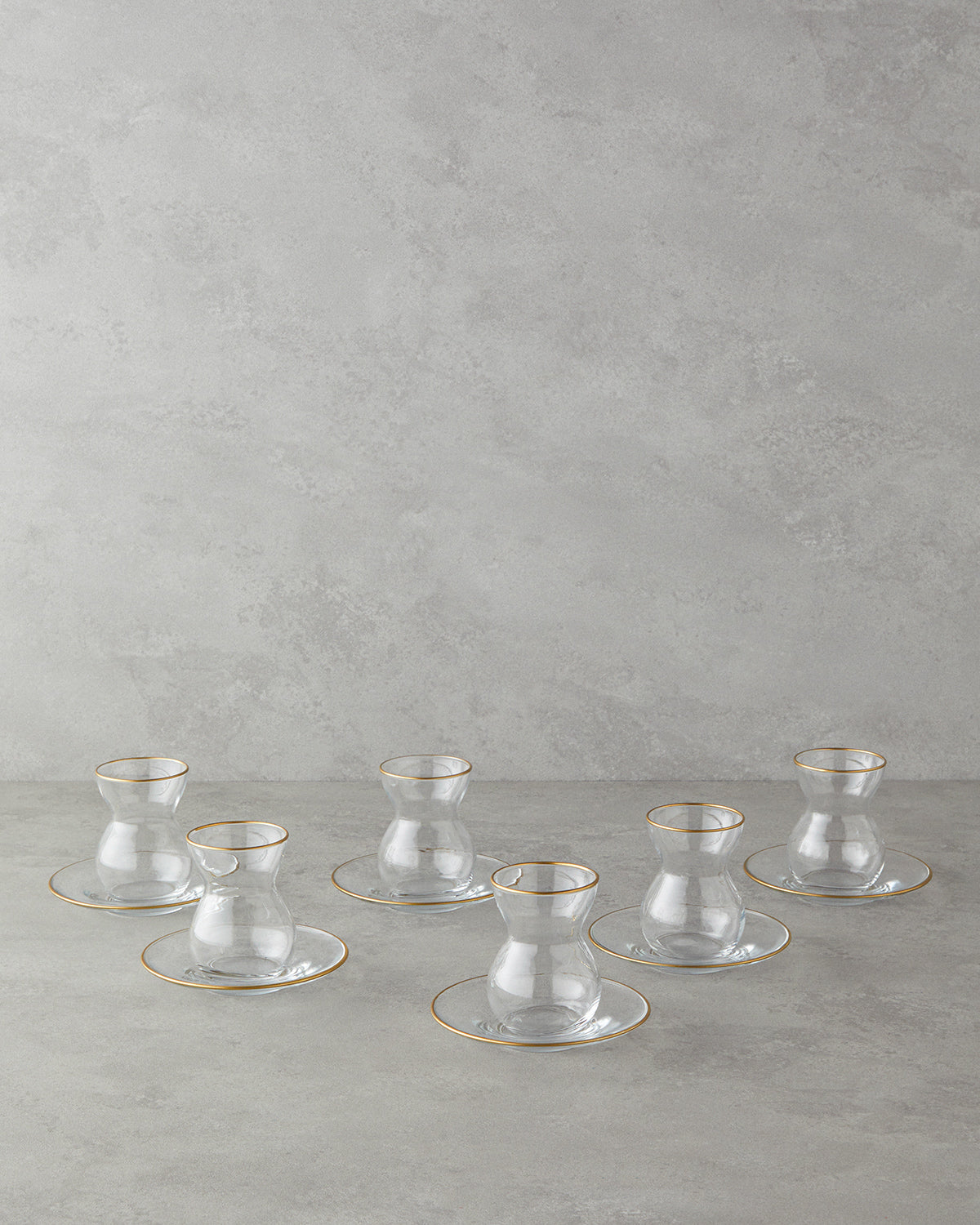 Stellar Glass 12 Pieces 6 Servings Tea Set 140 ml Gold