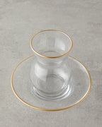 Stellar Glass 12 Pieces 6 Servings Tea Set 140 ml Gold (view 3)