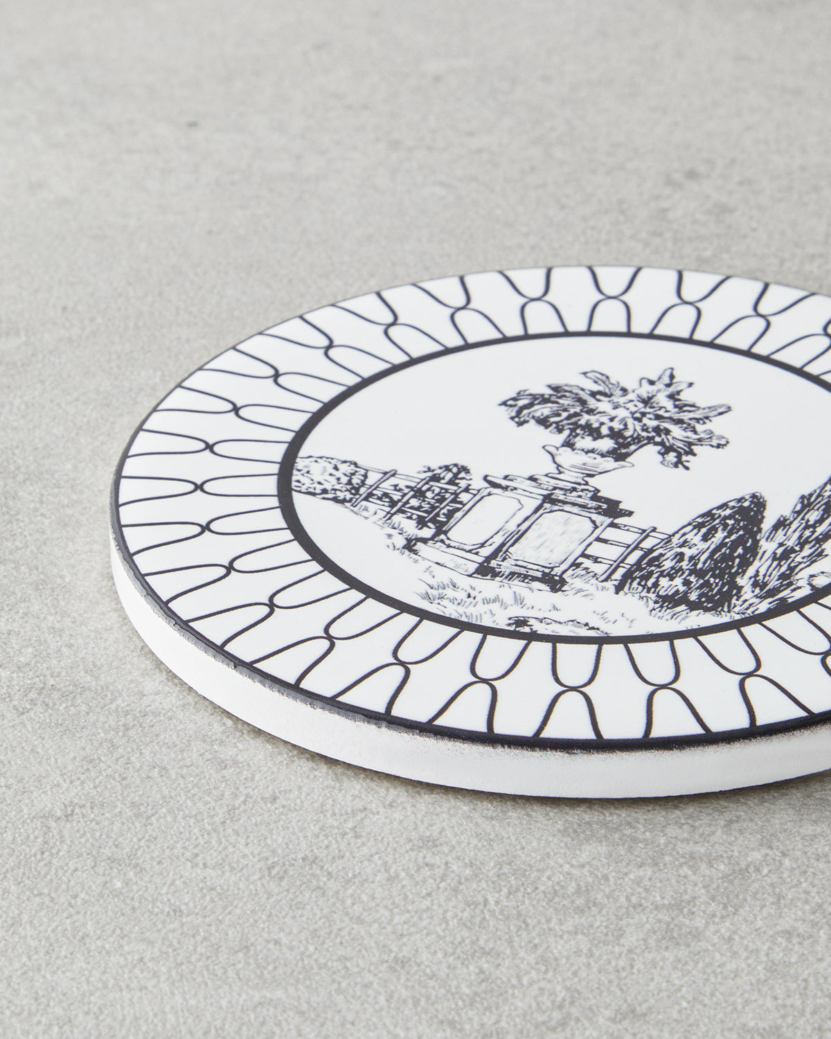 Arborelle Ceramic Coaster 10.8x0.8 cm Black - White (view 2)