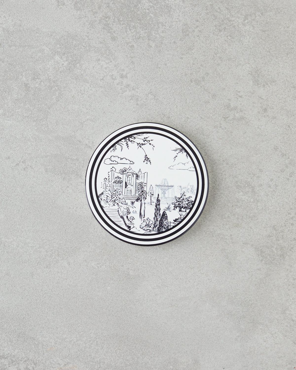 Elegant Ceramic Coaster 10.8x0.8 cm Black - White