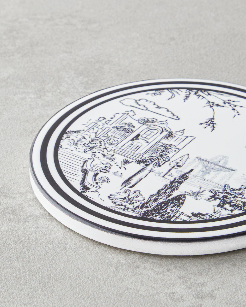Elegant Ceramic Coaster 10.8x0.8 cm Black - White (view 2)