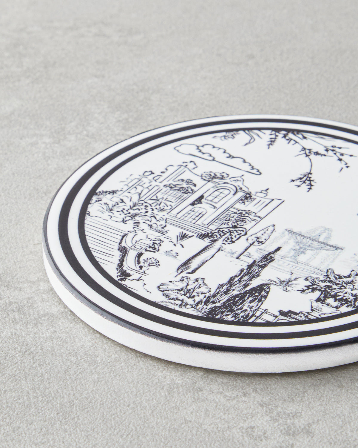 Elegant Ceramic Coaster 10.8x0.8 cm Black - White (view 2)