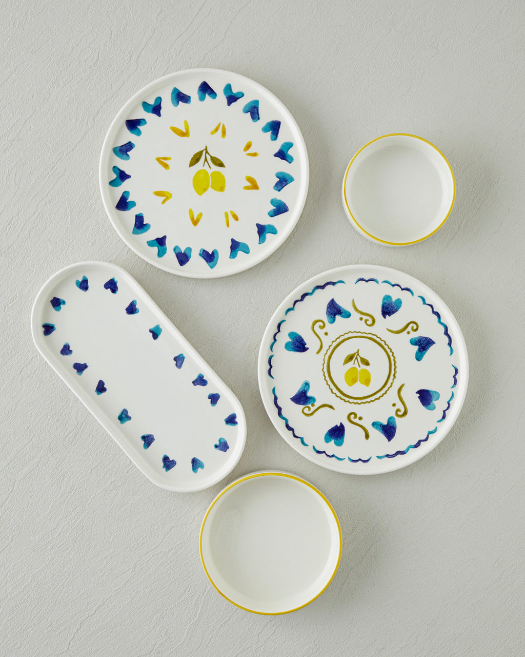 Limonchello Ceramic Breakfast Set 14 Pieces 6 Servings Yellow - Blue (view 2)