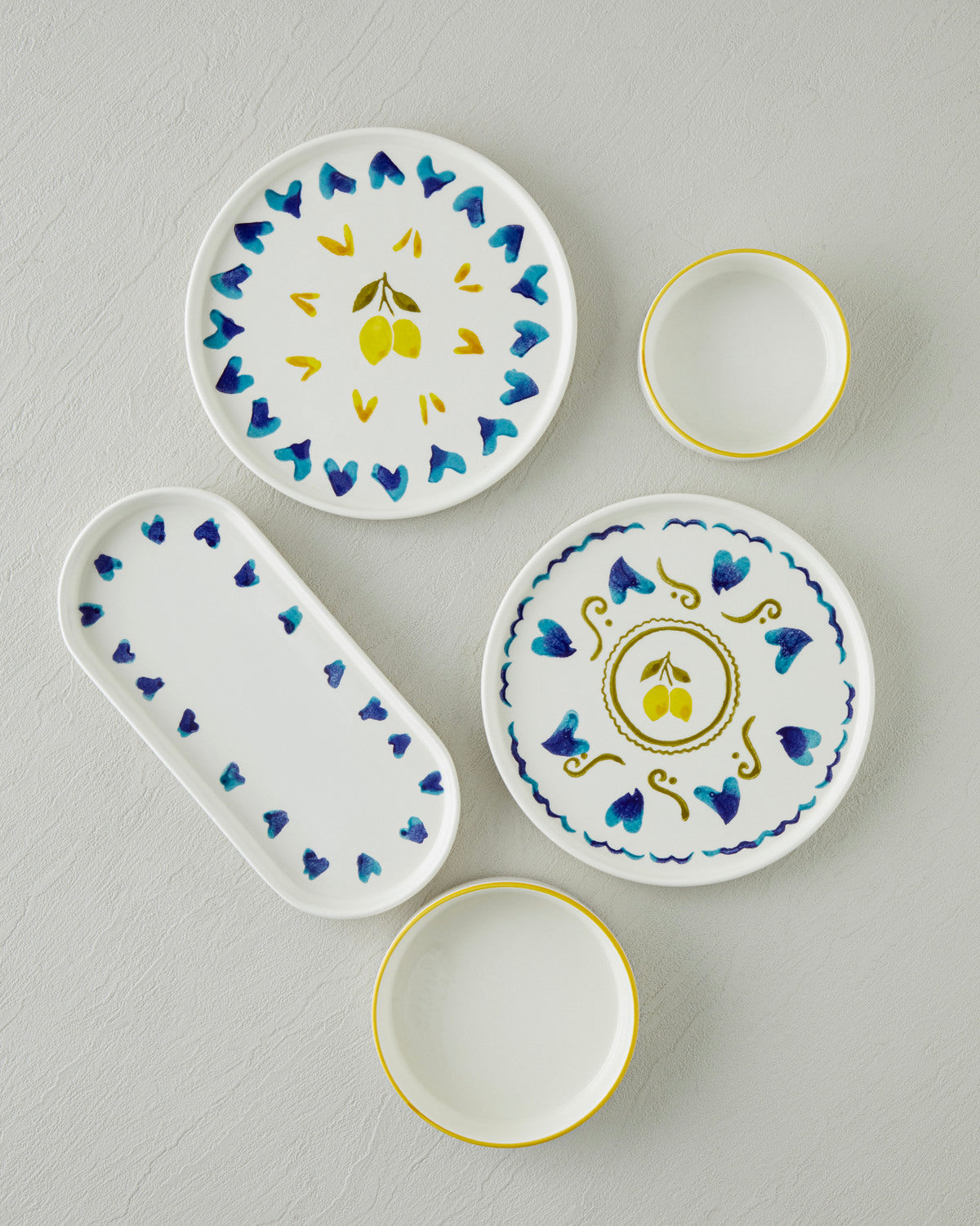 Limonchello Ceramic Breakfast Set 14 Pieces 6 Servings Yellow - Blue (view 2)