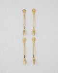 Flora Stainless Steel Cocktail Fork 4 Pieces Gold