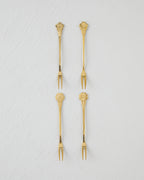 Flora Stainless Steel Cocktail Fork 4 Pieces Gold