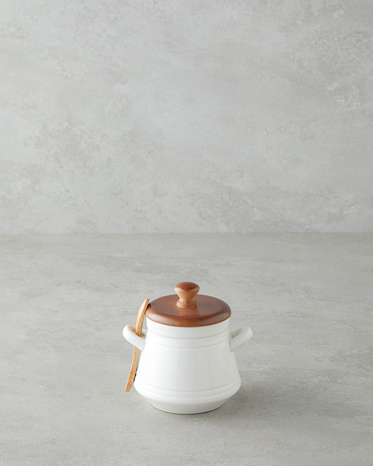 Vina Dolomite with Spoon Jar White - 11 cm