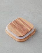 Pico Glass Wooden Cover with 4 Sections Breakfast Container 21x21 cm Transparent (view 2)