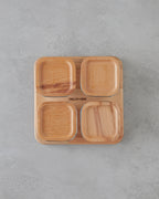 Pico Glass Wooden Cover with 4 Sections Breakfast Container 21x21 cm Transparent (view 4)