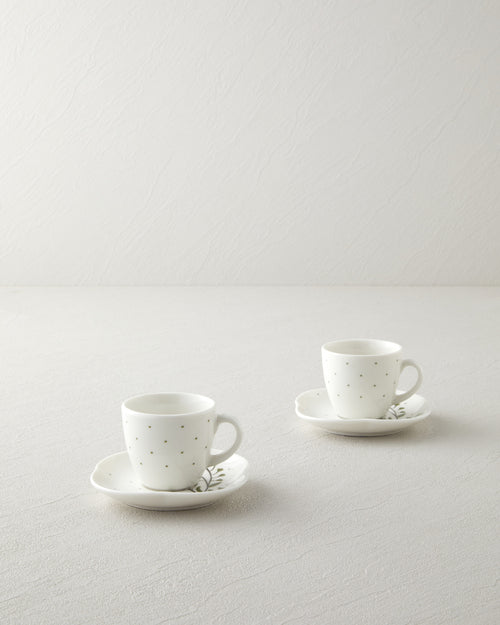 Bone Porcelain 4 Pieces 2 Servings Coffee Cup Set 90 ml Green