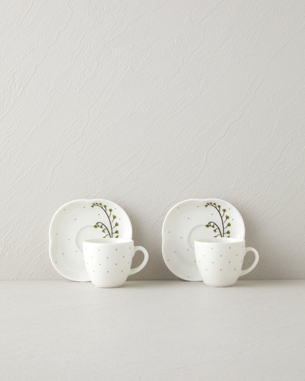 Bone Porcelain 4 Pieces 2 Servings Coffee Cup Set 90 ml Green (view 2)