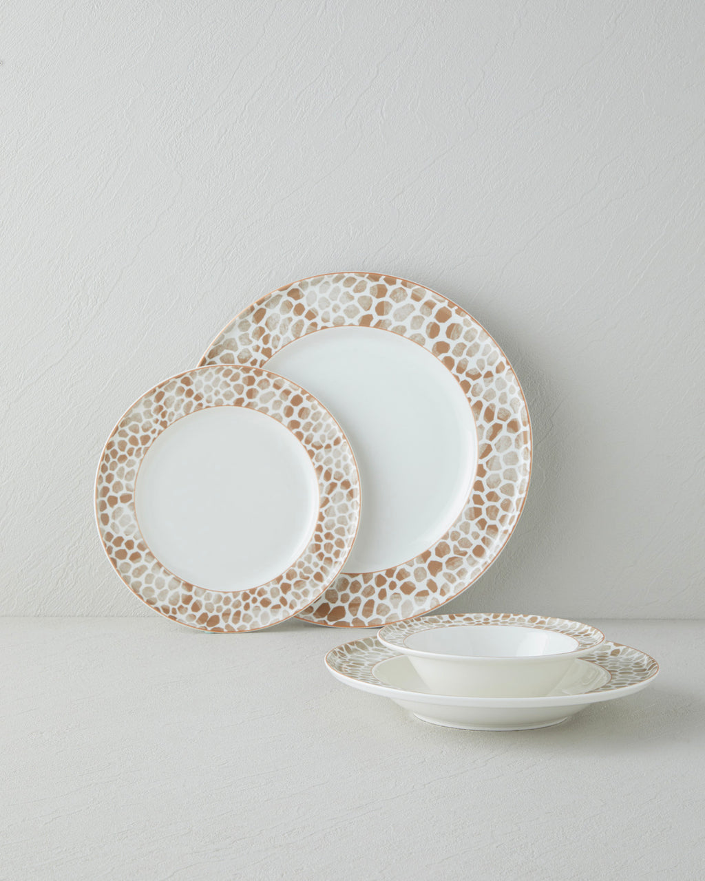 Bone Porcelain Table Set 24 Pieces, 6 Servings Brown
