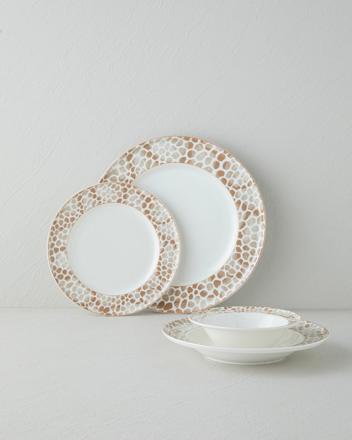 Bone Porcelain Table Set 24 Pieces, 6 Servings Brown