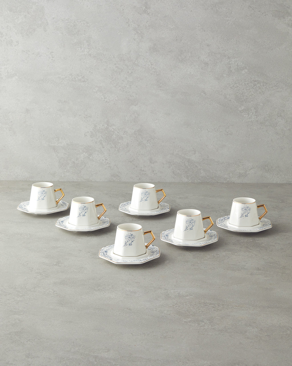 Dreampetal New Bone China 12 Pieces 6 Servings Coffee Cup Set 80 ml Blue