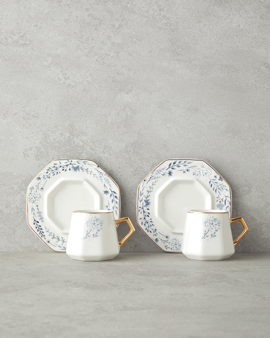 Dreampetal New Bone China 12 Pieces 6 Servings Coffee Cup Set 80 ml Blue (view 2)