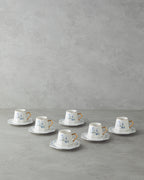 Lavendpetal New Bone China 12 Pieces 6 Servings Coffee Cup Set 80 ml Blue