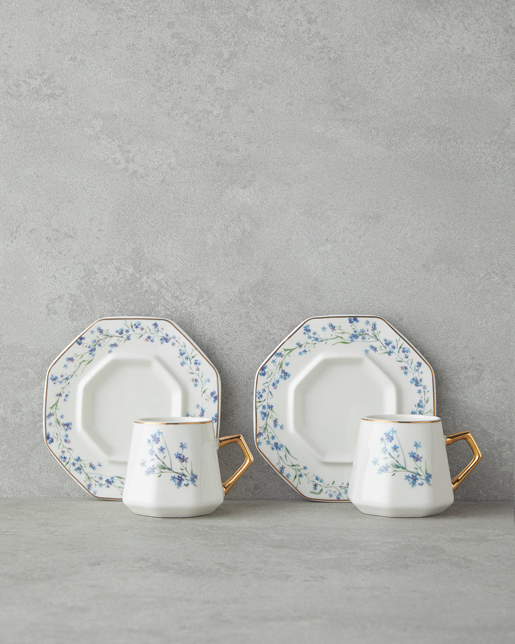 Lavendpetal New Bone China 12 Pieces 6 Servings Coffee Cup Set 80 ml Blue (view 2)