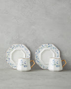 Lavendpetal New Bone China 12 Pieces 6 Servings Coffee Cup Set 80 ml Blue (view 2)