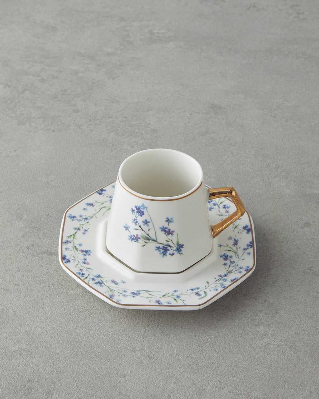 Lavendpetal New Bone China 12 Pieces 6 Servings Coffee Cup Set 80 ml Blue (view 3)