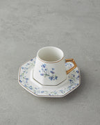 Lavendpetal New Bone China 12 Pieces 6 Servings Coffee Cup Set 80 ml Blue (view 3)