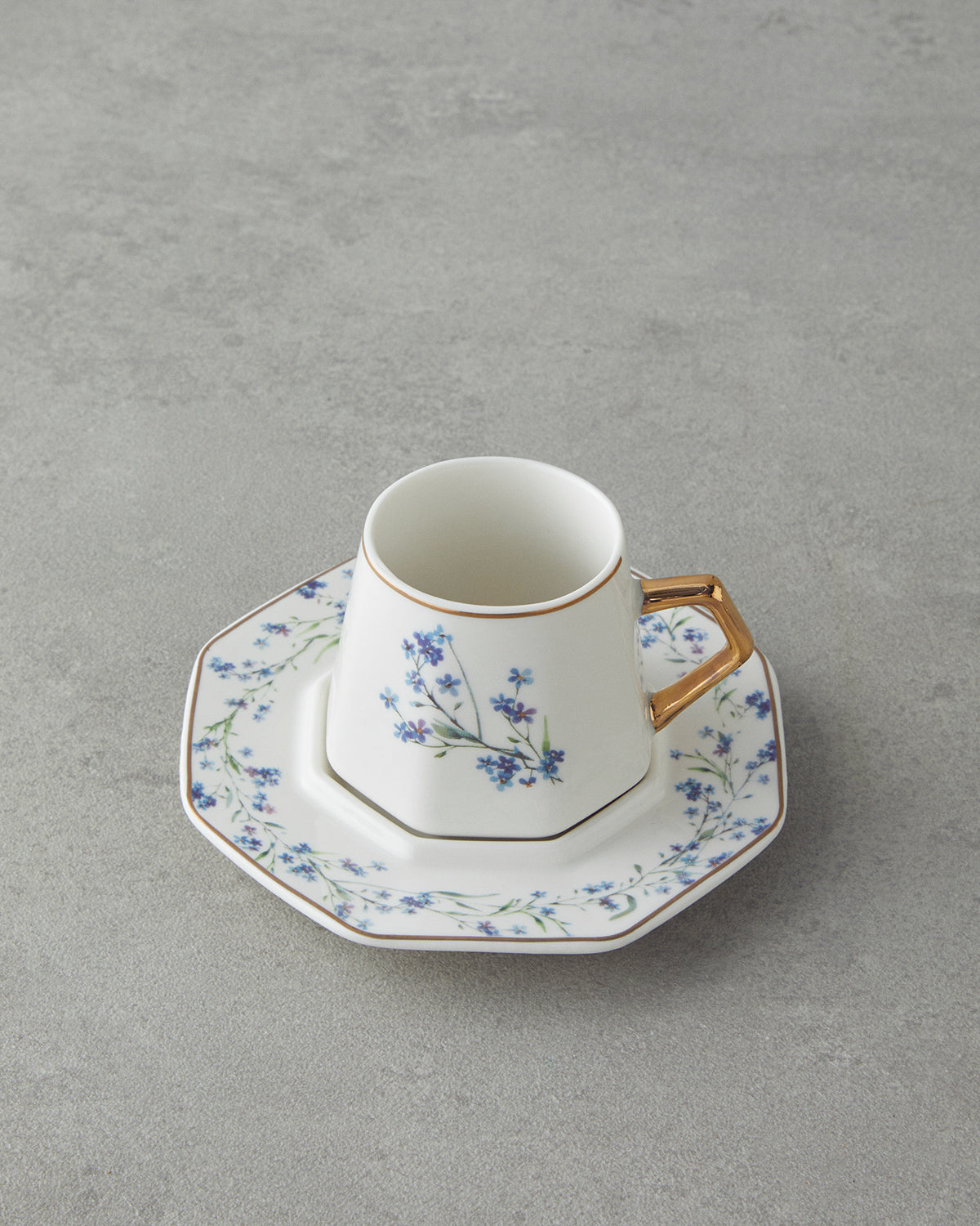 Lavendpetal New Bone China 12 Pieces 6 Servings Coffee Cup Set 80 ml Blue (view 3)