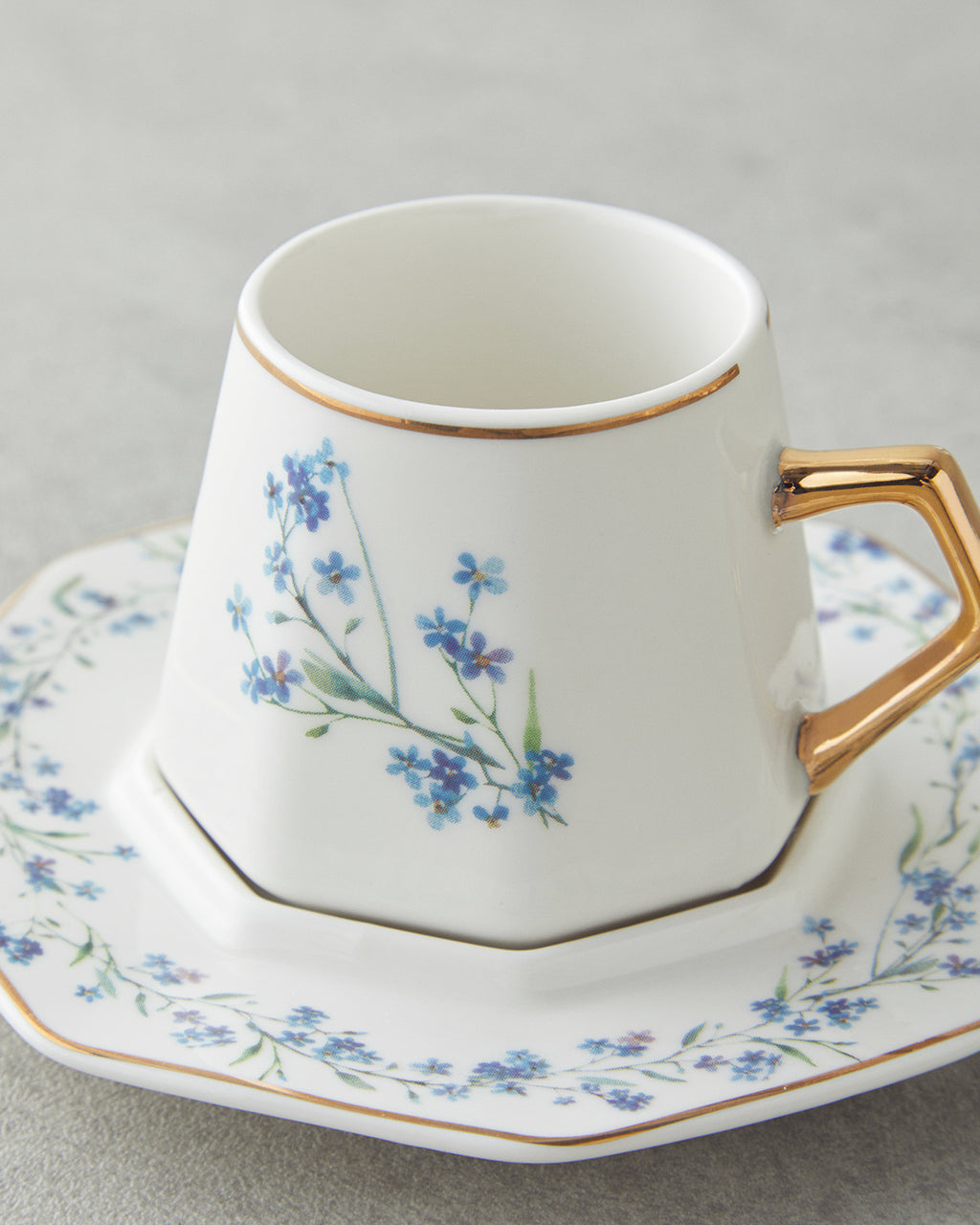 Lavendpetal New Bone China 12 Pieces 6 Servings Coffee Cup Set 80 ml Blue (view 4)