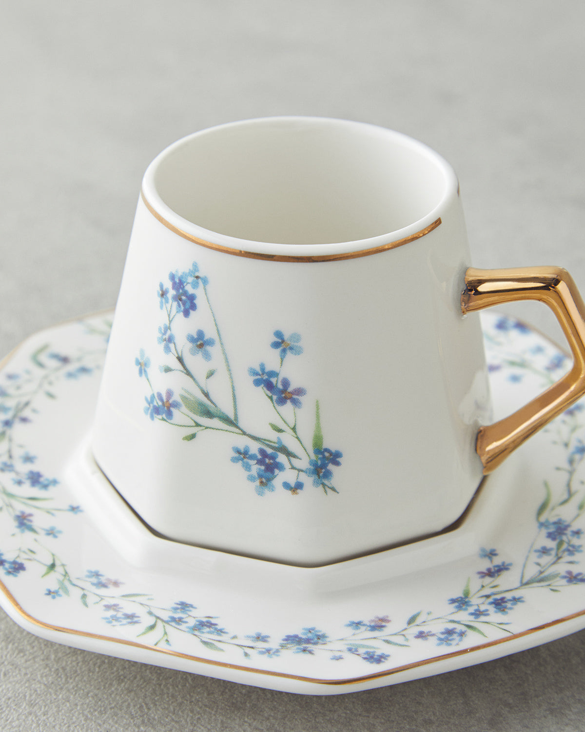 Lavendpetal New Bone China 12 Pieces 6 Servings Coffee Cup Set 80 ml Blue (view 4)