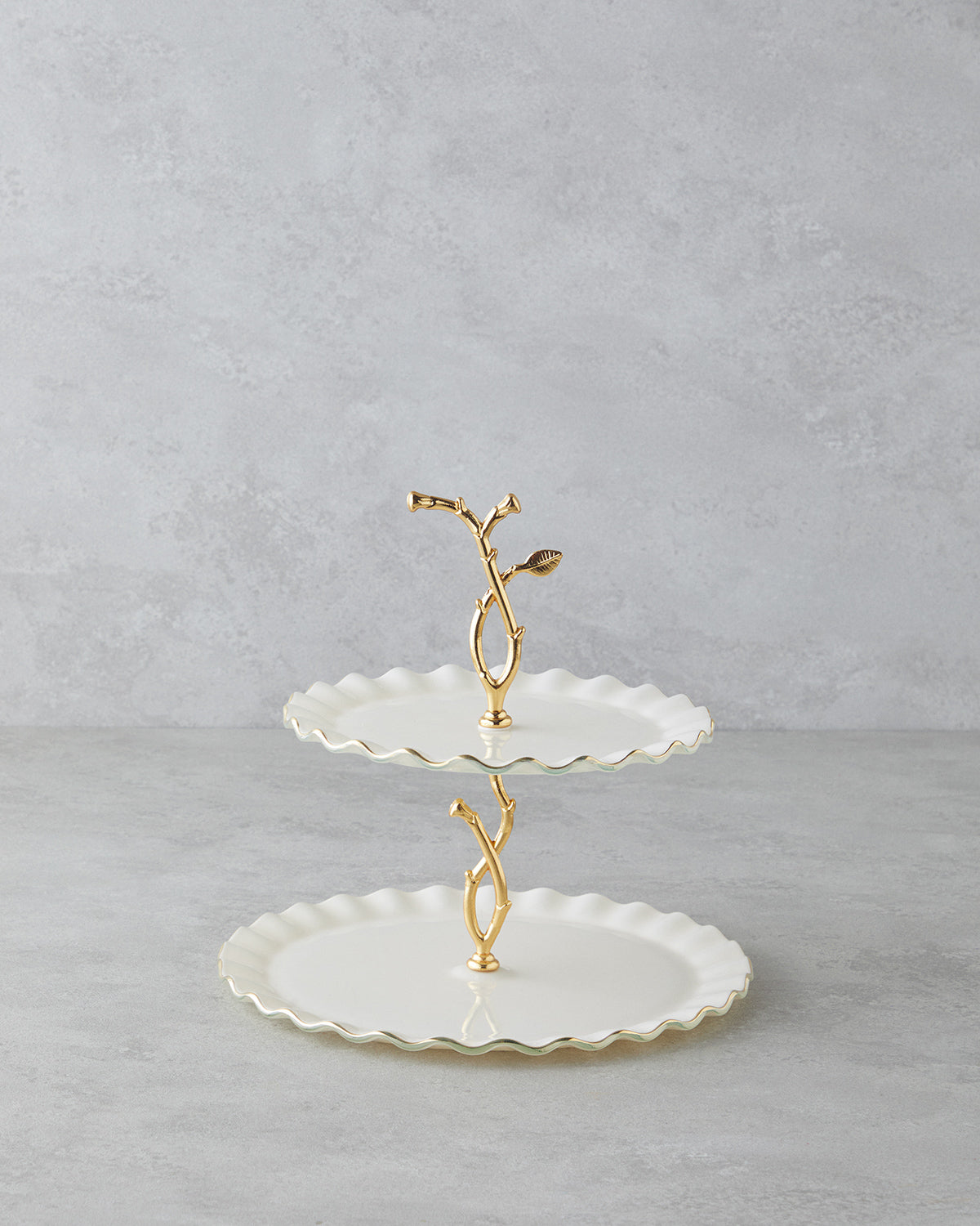 Lustre Glass Cookie Stand 20+26 cm Cream-Gold