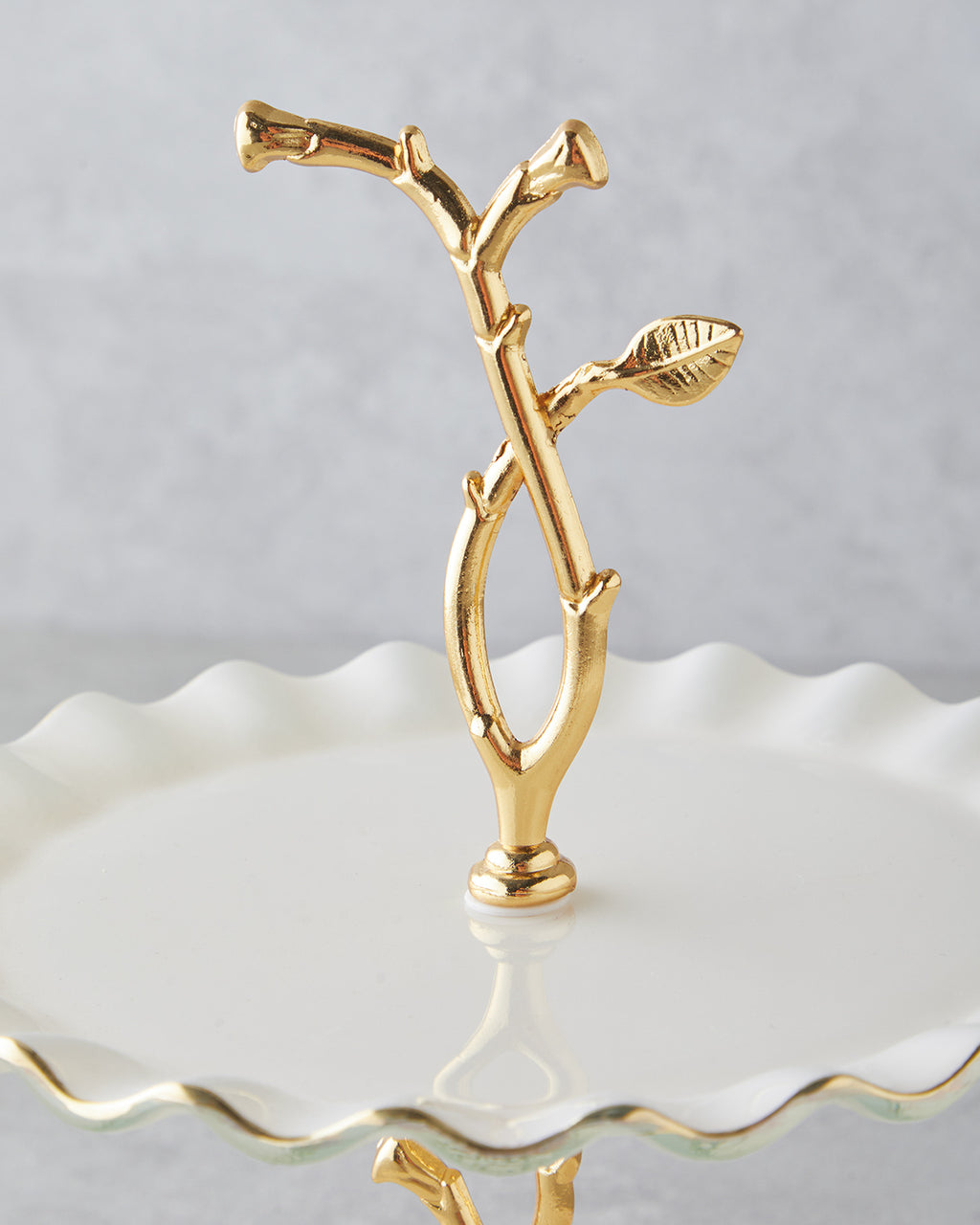 Lustre Glass Cookie Stand 20+26 cm Cream-Gold (view 2)