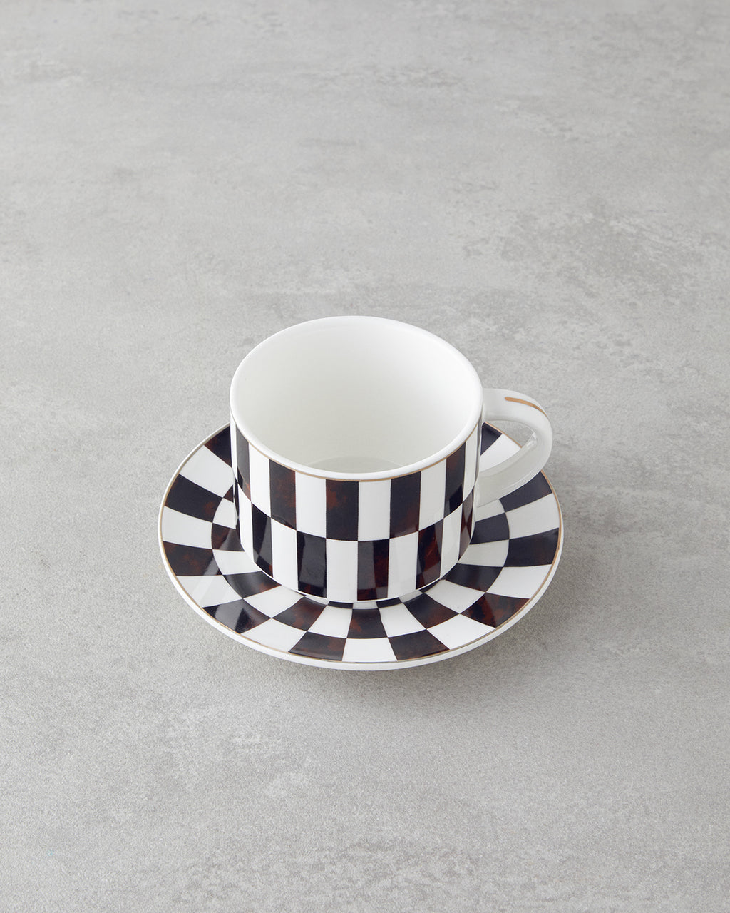 New Bone China 4 Pieces 2 Servings Tea Cup Set 230 ml Brown (view 3)