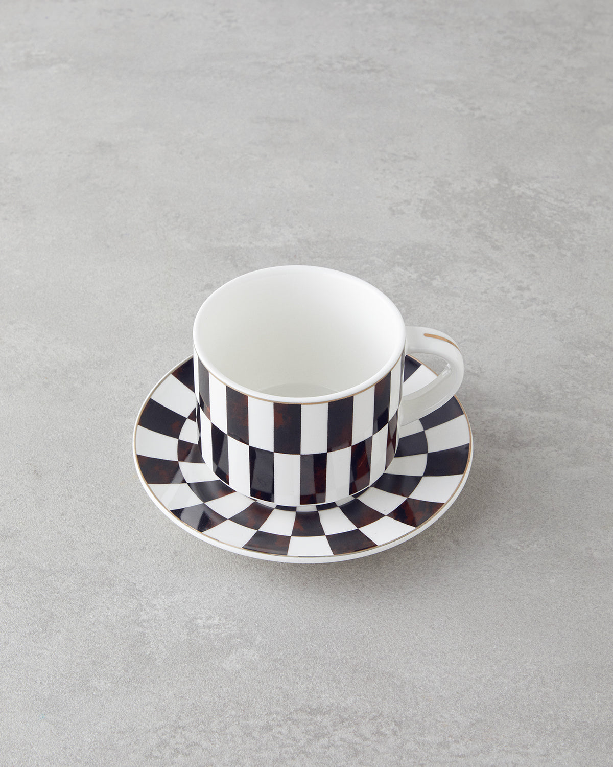 New Bone China 4 Pieces 2 Servings Tea Cup Set 230 ml Brown (view 3)