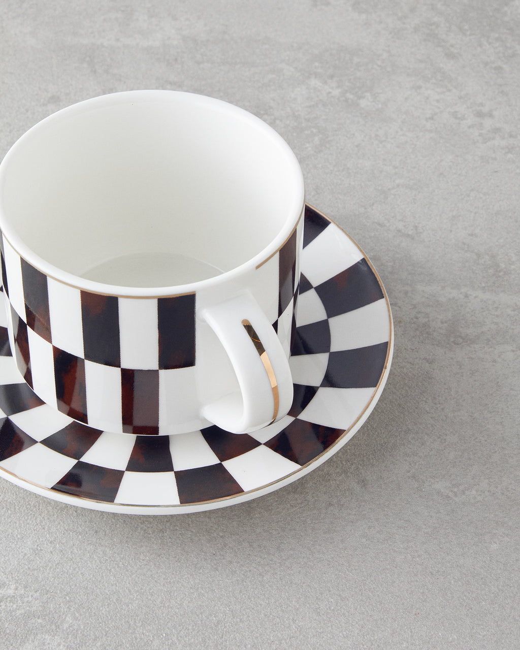 New Bone China 4 Pieces 2 Servings Tea Cup Set 230 ml Brown (view 4)