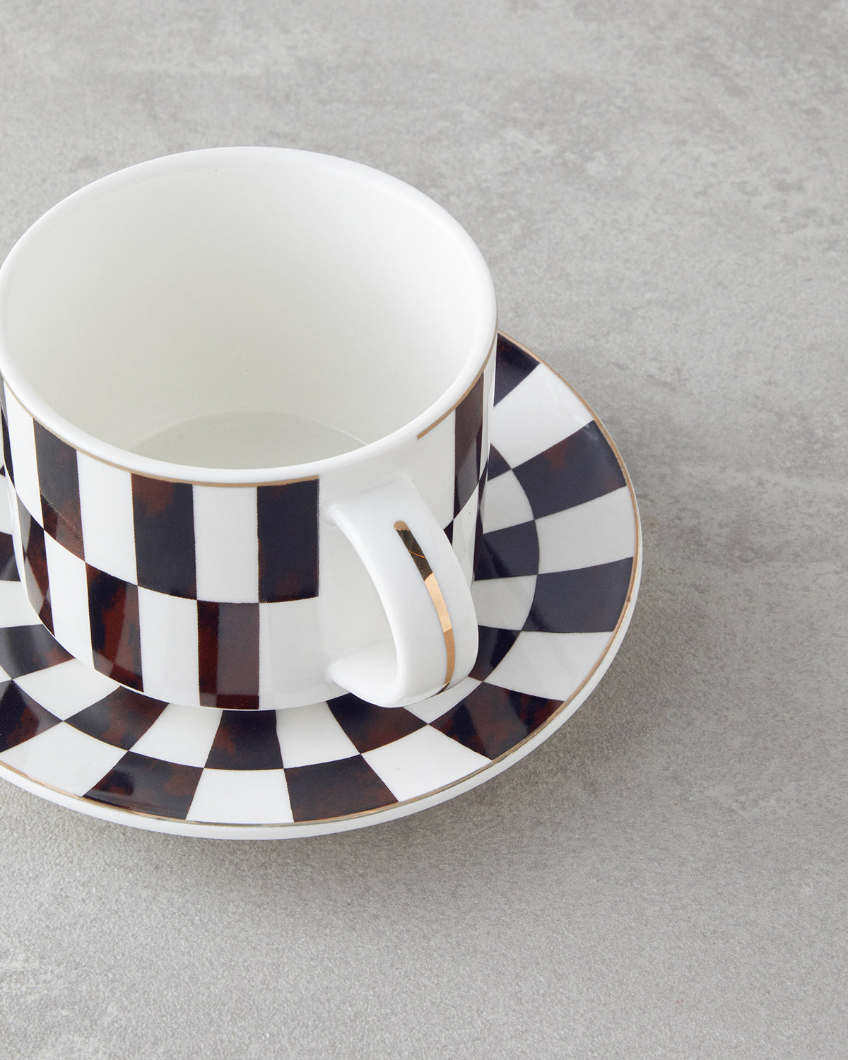 New Bone China 4 Pieces 2 Servings Tea Cup Set 230 ml Brown (view 4)
