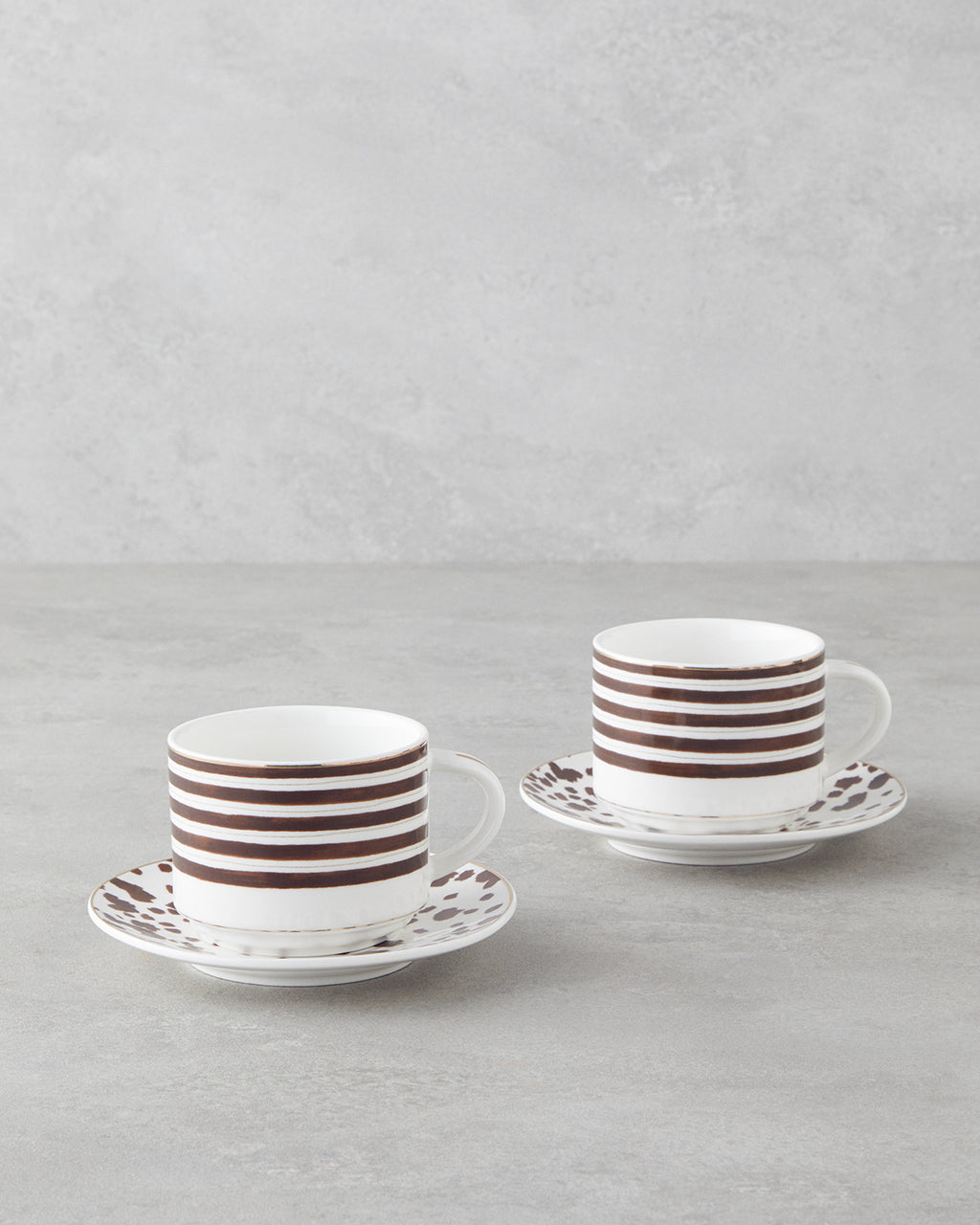 New Bone China 4 Pieces 2 Servings Tea Cup Set 230 ml Brown