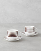 New Bone China 4 Pieces 2 Servings Tea Cup Set 230 ml Brown