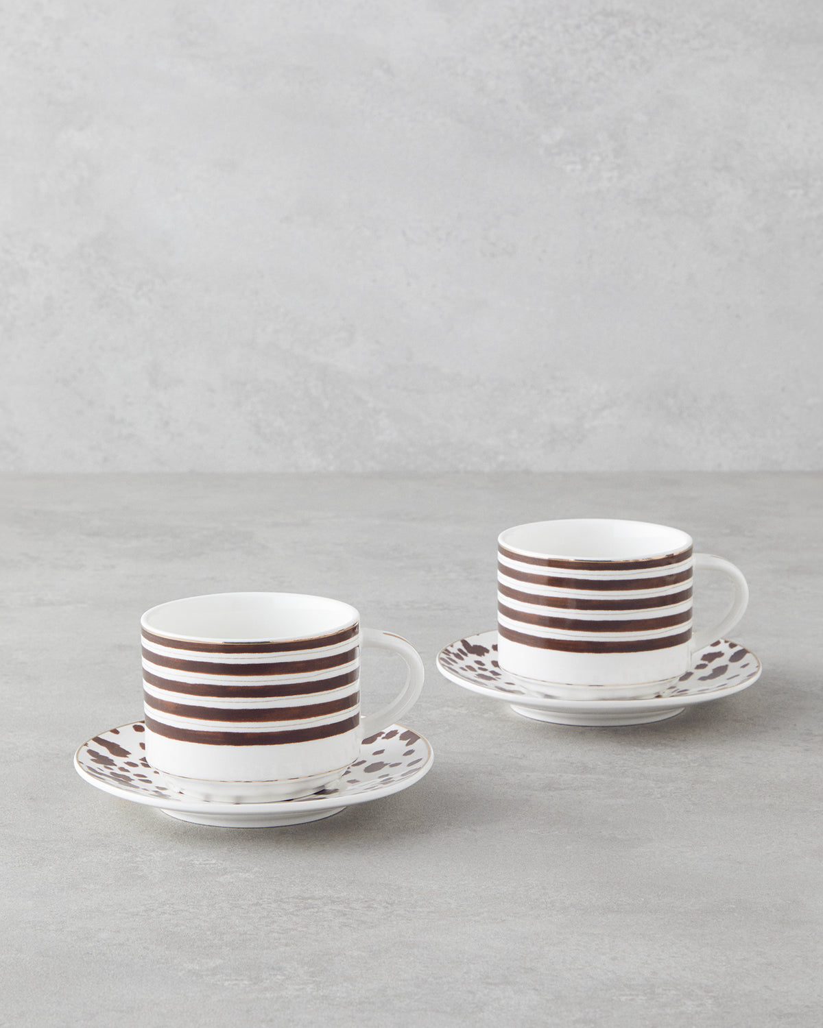 New Bone China 4 Pieces 2 Servings Tea Cup Set 230 ml Brown