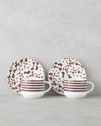 New Bone China 4 Pieces 2 Servings Tea Cup Set 230 ml Brown (view 2)